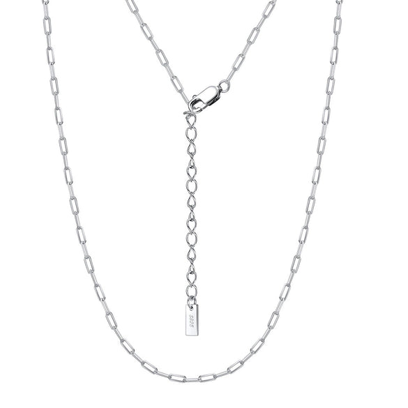 Wholesale 925 Sterling Silver Paper Clip Chain Geometric Style Unisex Necklace