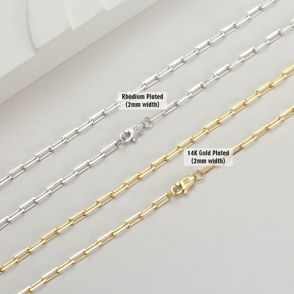 Wholesale 925 Sterling Silver Paper Clip Chain Geometric Style Unisex Necklace