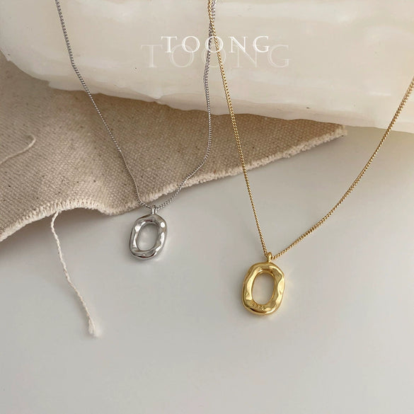 Wholesale 925 Sterling Silver Plated Electroplated Geometric Oval Donut Collarbone Chain Necklace For Women