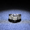 Wholesale 925 Sterling Silver Platinum Plated Moissanite Ring Simple Style With Crown Pattern For Male