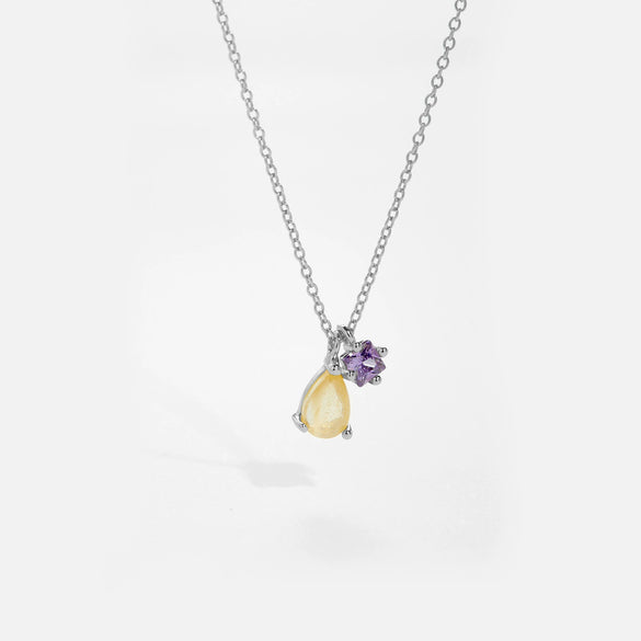 Wholesale 925 Sterling Silver Purple Stone Modern Hanging Necklace Fashionable With Diamond Design