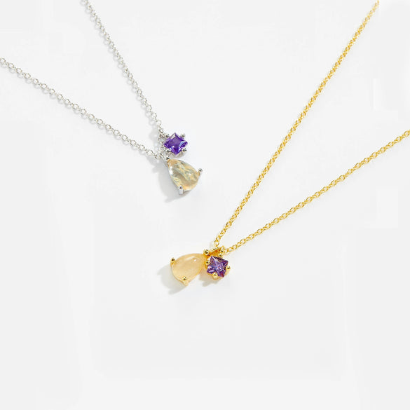 Wholesale 925 Sterling Silver Purple Stone Modern Hanging Necklace Fashionable With Diamond Design