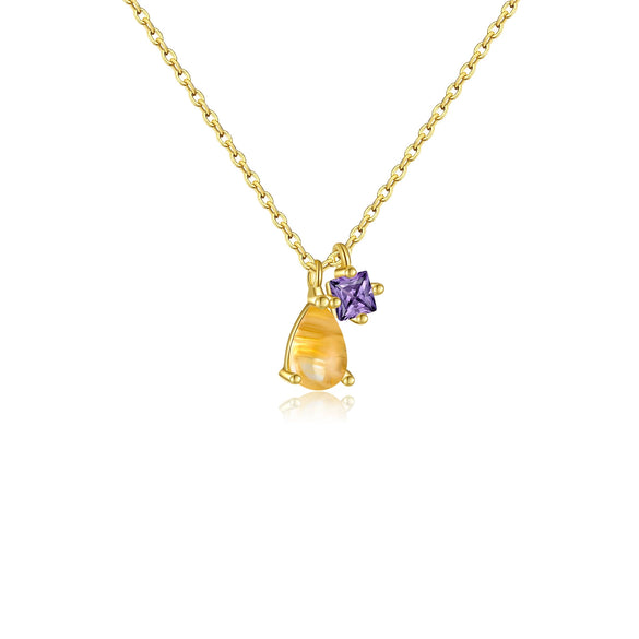 Wholesale 925 Sterling Silver Purple Stone Modern Hanging Necklace Fashionable With Diamond Design