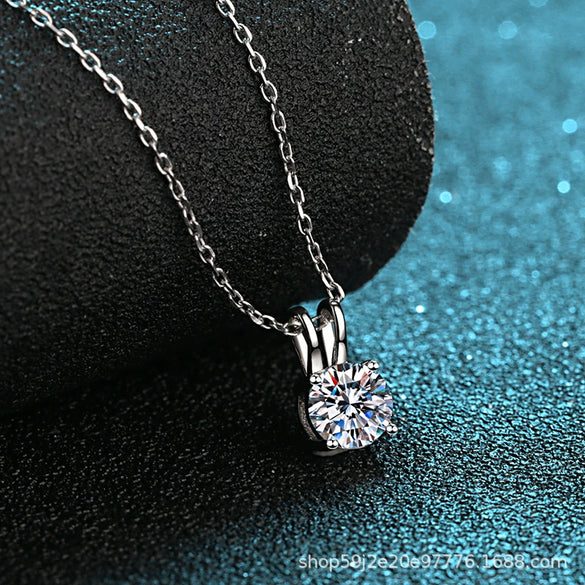 Wholesale 925 Sterling Silver Rabbit Ear Knot Necklace With Simulation Drill Electroplated Animal Zodiac Style Cross Chain