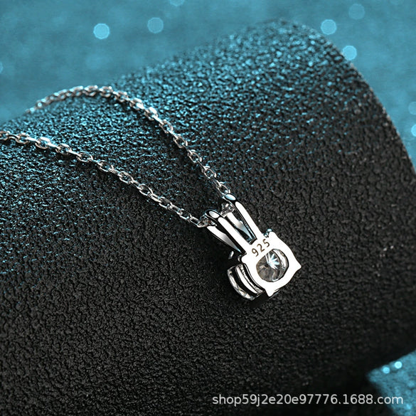 Wholesale 925 Sterling Silver Rabbit Ear Knot Necklace With Simulation Drill Electroplated Animal Zodiac Style Cross Chain