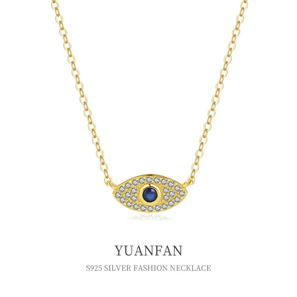Wholesale 925 Sterling Silver Retro Geometric Devil's Eye Necklace For Women