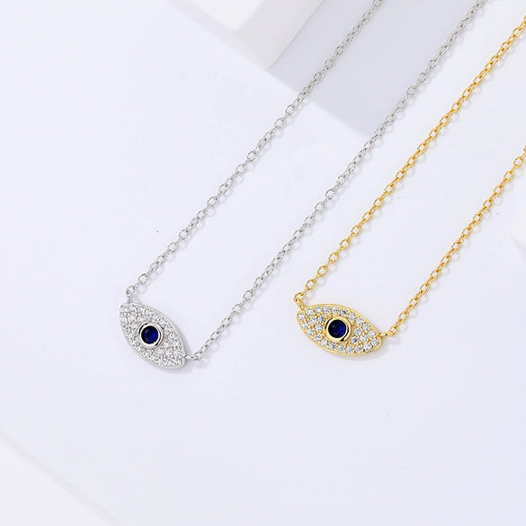 Wholesale 925 Sterling Silver Retro Geometric Devil's Eye Necklace For Women
