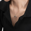 Wholesale 925 Sterling Silver Retro Simple Crescent Geometric Pendant Necklace For Women With Electroplating