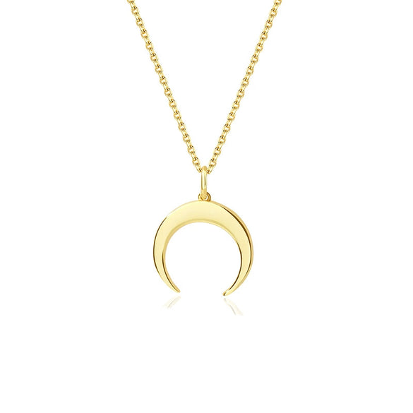 Wholesale 925 Sterling Silver Retro Simple Crescent Geometric Pendant Necklace For Women With Electroplating
