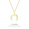 Wholesale 925 Sterling Silver Retro Simple Crescent Geometric Pendant Necklace For Women With Electroplating