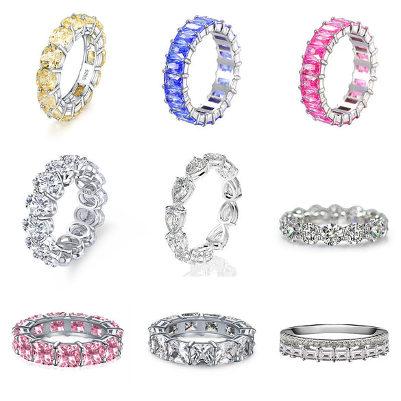 Wholesale 925 Sterling Silver Ring Inlaid With High Carbon Diamond Geometric Style Electroplated