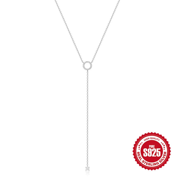 Wholesale 925 Sterling Silver Ring Necklace With Geometric Pendant Cold Style Inlaid Zircon O Chain Female Light Luxury Niche Design Versatile High Sense