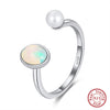 Wholesale Sterling Silver 925 Ring With Natural Opal Stone And Bird Design Hammered 14K Gold Electroplated Geometric Style