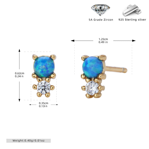 Wholesale 925 Sterling Silver Round Australian Gemstone Cartoon Characters Earrings For Women With Electroplating Design