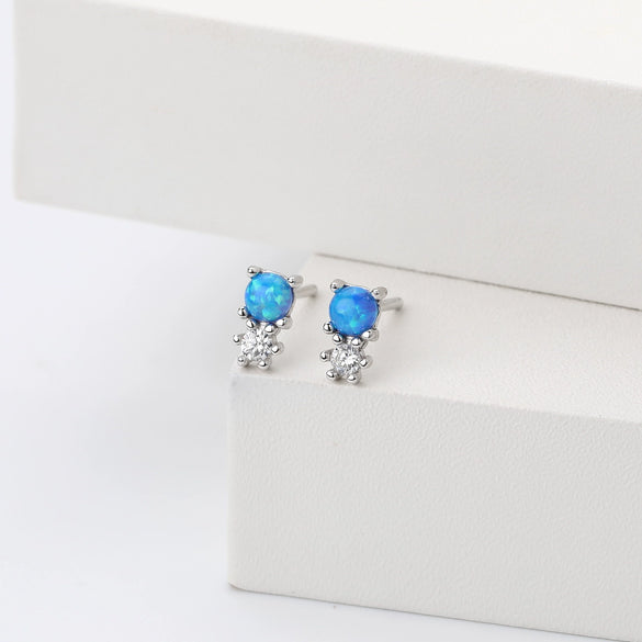 Wholesale 925 Sterling Silver Round Australian Gemstone Cartoon Characters Earrings For Women With Electroplating Design