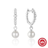 Wholesale 925 Sterling Silver Round Beaded Glossy Tassel Chain Pearl Drop Earrings For Women Set With Pearls Geometric Style