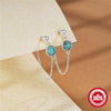 Wholesale 925 Sterling Silver Round Beaded Tassel Turquoise Earrings With Geometric Design And Electroplating