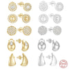 Wholesale 925 Sterling Silver Round C Shaped Simple Classic Diamond Stud Earrings With Electroplating Minimalist Ins Design