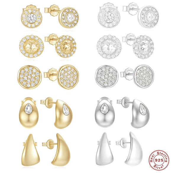 Wholesale 925 Sterling Silver Round C Shaped Simple Classic Diamond Stud Earrings With Electroplating Minimalist Ins Design