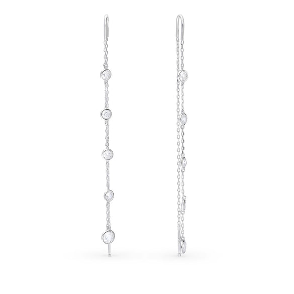 Wholesale 925 Sterling Silver Round Zirconium Earrings And Bracelet With Cross Crown Roman Numerals Pattern Simple Niche Design Tassel Jewelry Electroplated For Women