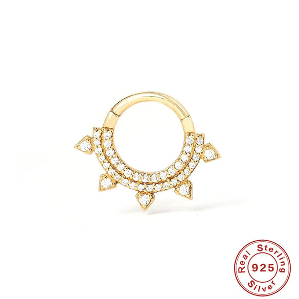 Wholesale Sterling Silver S925 Body Puncture Cartilage Jewelry With Geometric Design Opal Rivet Nose Ring And Geometric Diamond Ear Bone Ring Electroplated For Women