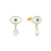 Wholesale 925 Sterling Silver Simple Geometric Devil's Eye Oil Dripping Single Stone Pendant Earrings Electroplated