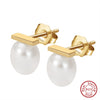 Wholesale 925 Sterling Silver Simple Natural Geometric Baroque Pearl Women's Earrings With Electroplating