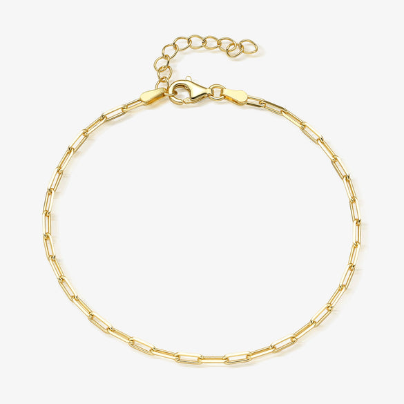 Wholesale 925 Sterling Silver Simple Paper Clip Bracelet With Geometric Pattern And Electroplating For Girls