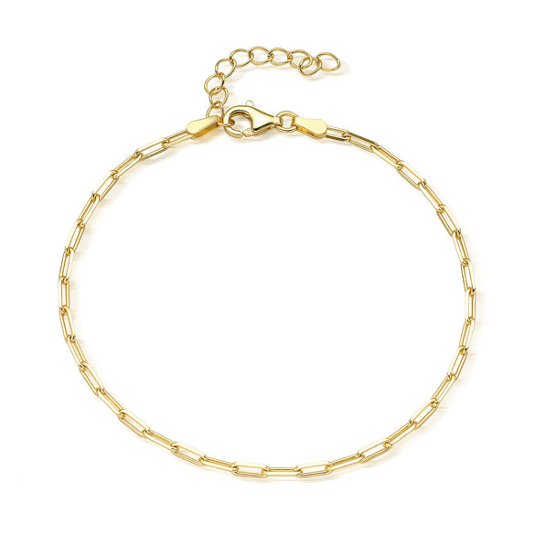 Wholesale 925 Sterling Silver Simple Paper Clip Bracelet With Geometric Pattern And Electroplating For Girls