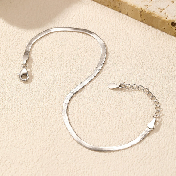 Wholesale 925 Sterling Silver Simple Style Snake Bone Chain Blade Chain Bracelet For Women With Electroplating