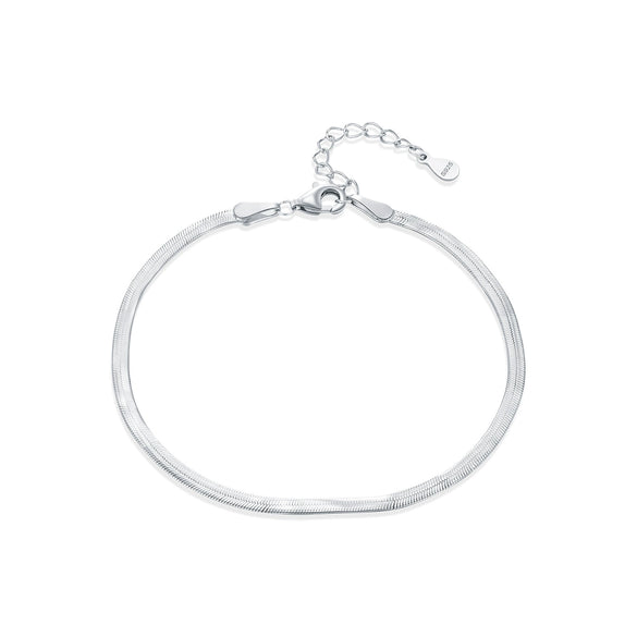 Wholesale 925 Sterling Silver Simple Style Snake Bone Chain Blade Chain Bracelet For Women With Electroplating