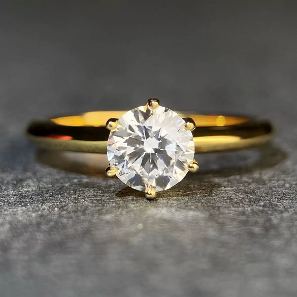 Wholesale Sterling Silver Sixclaw Moissanite Ring Electroplated 18K Gold Geometric Minimalist Design For Women