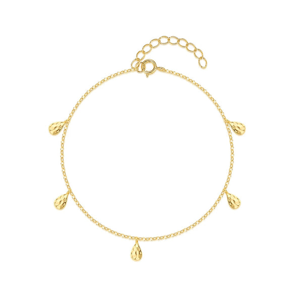Wholesale 925 Sterling Silver Smooth Hammer Pattern Geometric Mechanism Creative All Match Women's Bracelet With Real Gold Electroplating