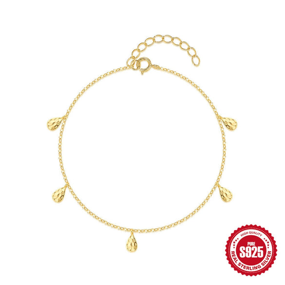 Wholesale 925 Sterling Silver Smooth Hammer Pattern Geometric Mechanism Creative All Match Women's Bracelet With Real Gold Electroplating