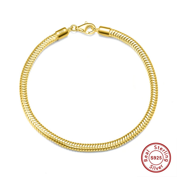 Wholesale 925 Sterling Silver Snake Bone Chain Cartoon Geometric Style Bracelet With Electroplating Treatment