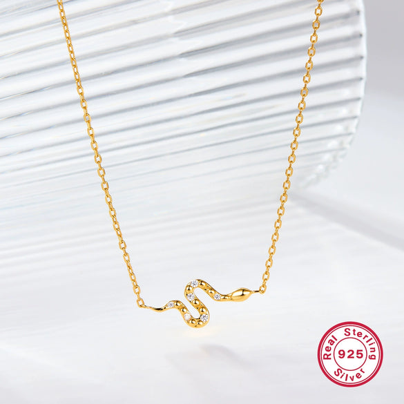 Wholesale 925 Sterling Silver Snakeshaped Animal Pattern Electroplated Women's Necklace