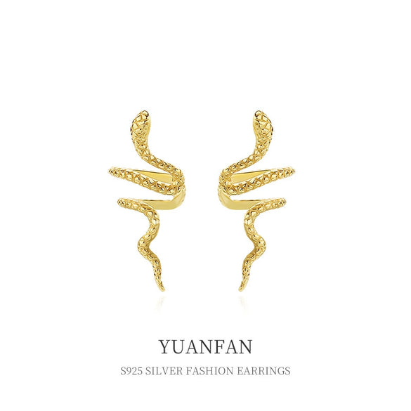 Wholesale 925 Sterling Silver Snakeshaped Ear Clips With Animal Pattern And Electroplating For Women Retro Style