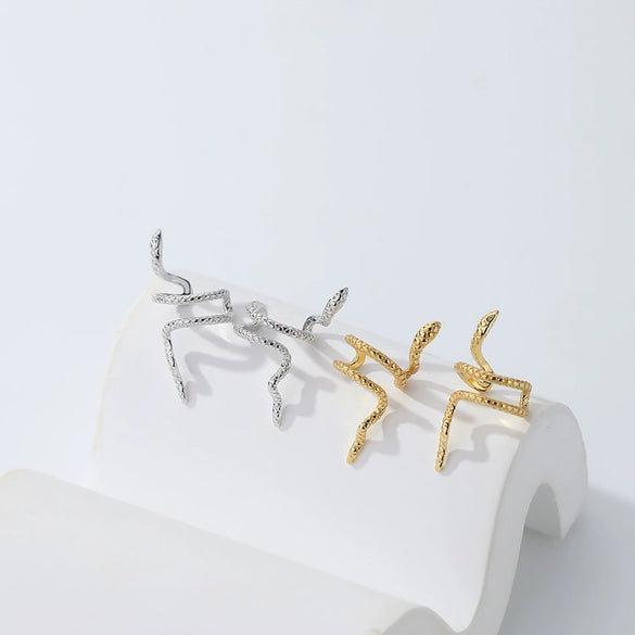 Wholesale 925 Sterling Silver Snakeshaped Ear Clips With Animal Pattern And Electroplating For Women Retro Style