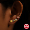 Wholesale 925 Sterling Silver Star Moon Planet 5 Piece Set Ear Studs Earrings With Plant Flower Pattern And Inlaid Zircon