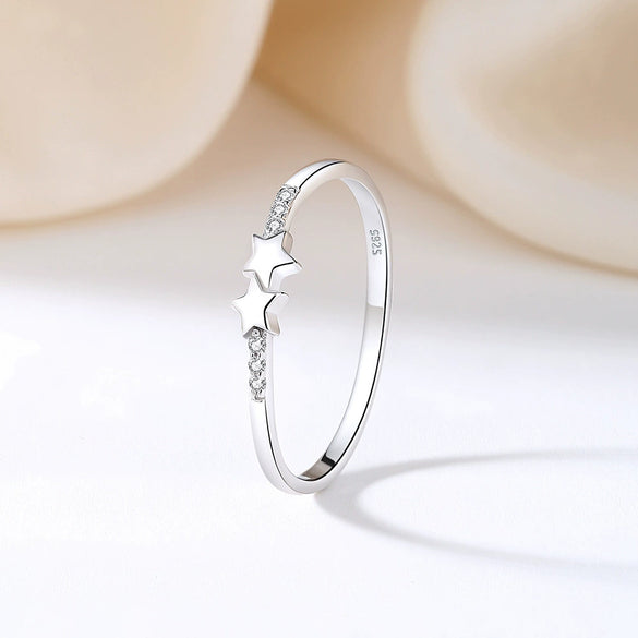 Wholesale 925 Sterling Silver Star Pattern Women's Small Fresh Style Electroplated Ring