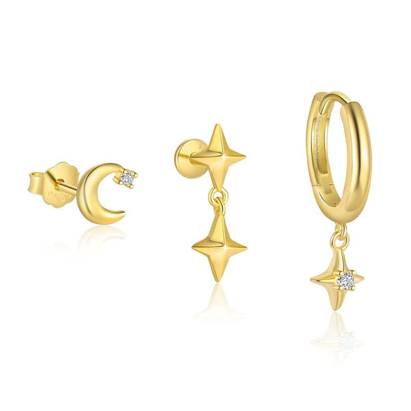 Wholesale 925 Sterling Silver Star Shape Microinlaid Zircon Earrings For Women With Minimalist Design