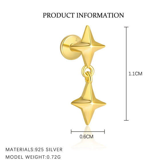 Wholesale 925 Sterling Silver Star Shape Microinlaid Zircon Earrings For Women With Minimalist Design