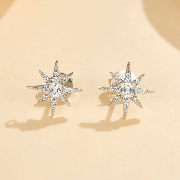 Wholesale 925 Sterling Silver Star Zircon Inlay Women's Fashion Earrings
