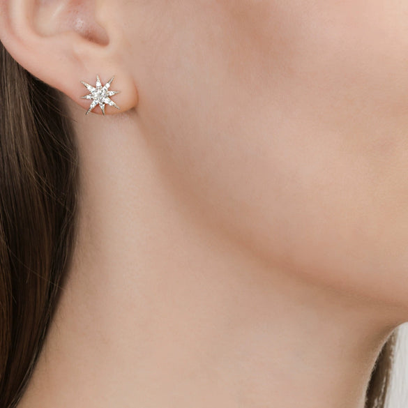Wholesale 925 Sterling Silver Star Zircon Inlay Women's Fashion Earrings