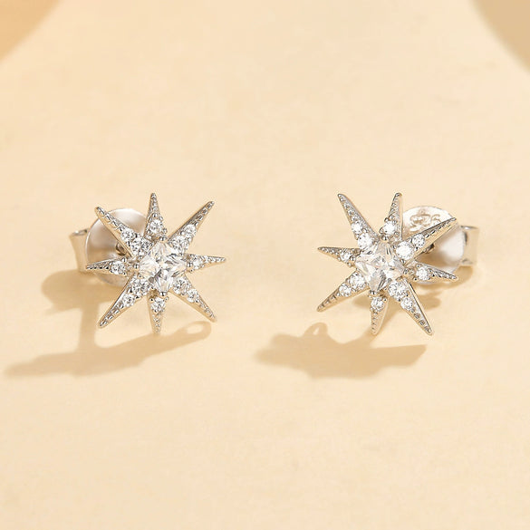 Wholesale 925 Sterling Silver Star Zircon Inlay Women's Fashion Earrings
