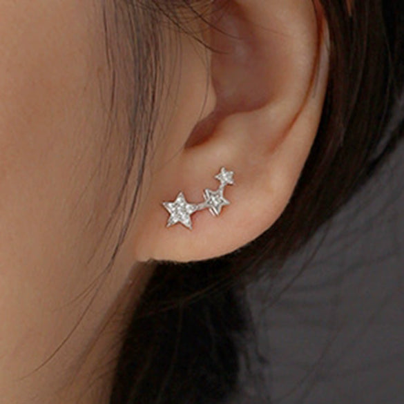Wholesale 925 Sterling Silver Starshaped Diamond Earrings Geometric Style