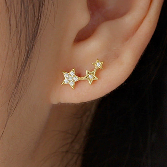 Wholesale 925 Sterling Silver Starshaped Diamond Earrings Geometric Style