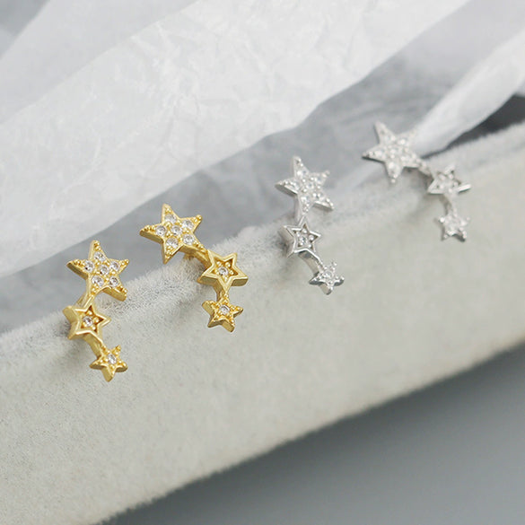 Wholesale 925 Sterling Silver Starshaped Diamond Earrings Geometric Style