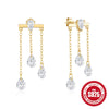 Wholesale 925 Sterling Silver Tassel Chain Inlaid Stone Geometric Earrings With Electroplating For Women
