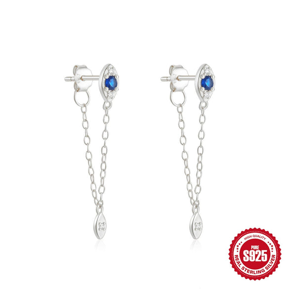 Wholesale 925 Sterling Silver Tassel Devil's Eye Geometric Earrings With Electroplating For Women